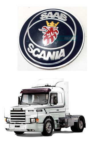 Emblema Capo Aluminio Resinado Adesivo Saab Para Scania 112 0