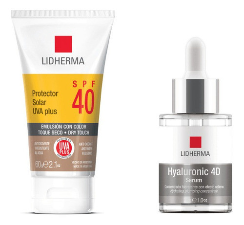 Protector Solar 40 Color + Hyaluronic 4d Serum Lidherma 0