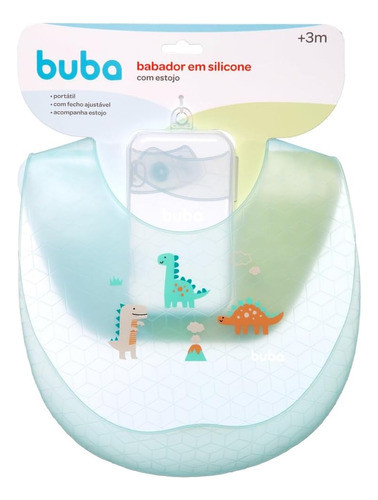 Babador De Silicone C Bolso Cata Migalhas E Estojo Dino Buba 0