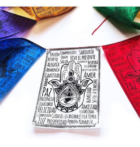 Banderín De Intenciones (estilo Tibetano) Hamsa - Tela 1