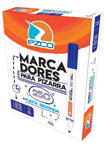Marcador Fibron Permanente Ezco Punta Redonda Azul X10unid. 1