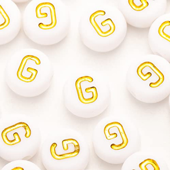 Cuentas Redondaa Blancas Con Letra G Dorada X 200u 7x4mm 0 Cuentas Redondaa Blancas Con Letra G Dorada X 200u 7x4mm 0