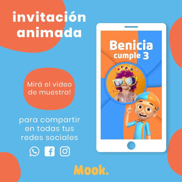 Blippi Invitación Animada En Video Digital Cumpleaños 1
