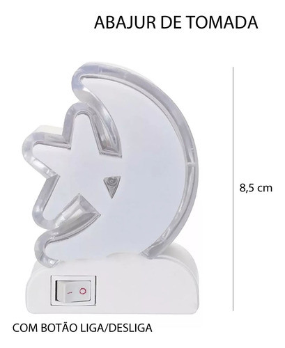 Mini Abajur De Tomada Mini Luminária Led Lua Estrela Bivolt 1