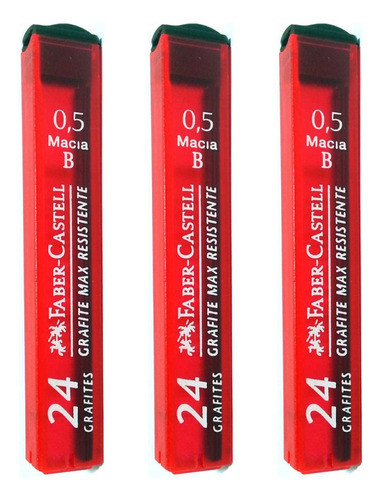 Grafite Lapiseira 0.5 B Macia Kit C/ 3 Tubos Faber-castell 0