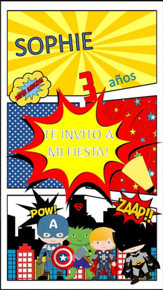 Video Tarjeta Invitación Digital- Super Comic 0