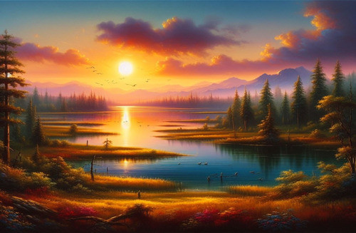 Obra De Arte Digital Puesta Del Sol 70x50cm Pieza Única 0