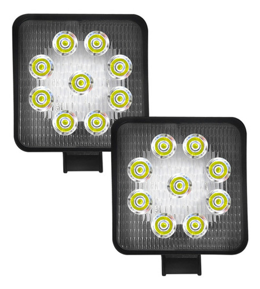 Juego X2 Faros Proyector 27w 9 Led Cuadrado 4x4 Moto Calidad 0