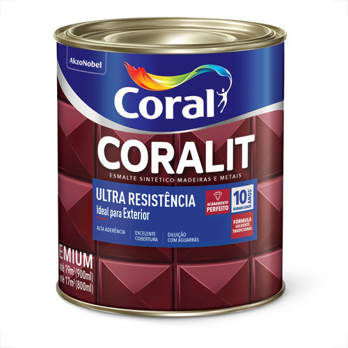 Tinta Esmalte Sintetico Coralit 900ml Platina Ultra Resisten 0