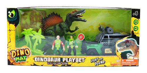 Set Vehiculo Con Personajes Luz Y Sonido Dino Mat Ik 0