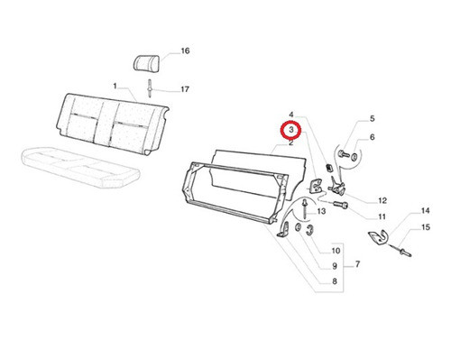 Traba Derecha Respaldo Trasero Fiat Uno Original 1