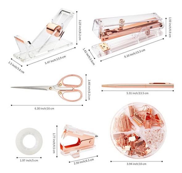 Accesorios De Escritorio De Oro Rosa, Juego De Suministros D 1