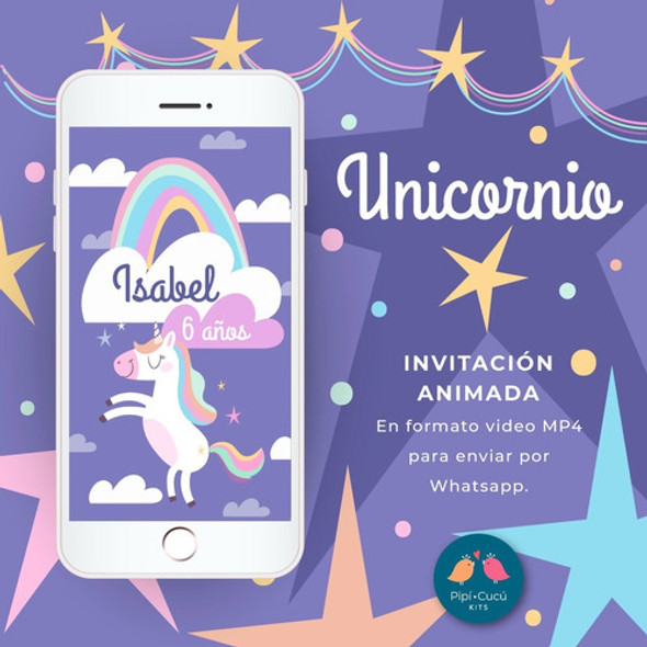 Video Invitación Animada - Unicornio (con Foto) 0
