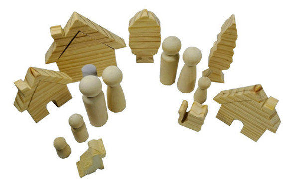 Familia Moderna Personajes  Madera Maciza Didáctico Luhjbn 0