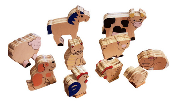 Animalitos De Granja De Madera 0