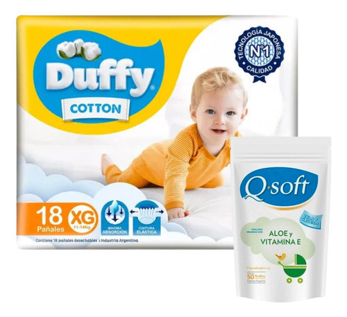 Toallitas Húmedas Q-soft Aloe-vit E 50u+ Pañal Duffy Xg 18 U 0