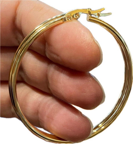 Luli Par Aros Acero Dorado Oro 4.8cm Diámetro Caravanas 0