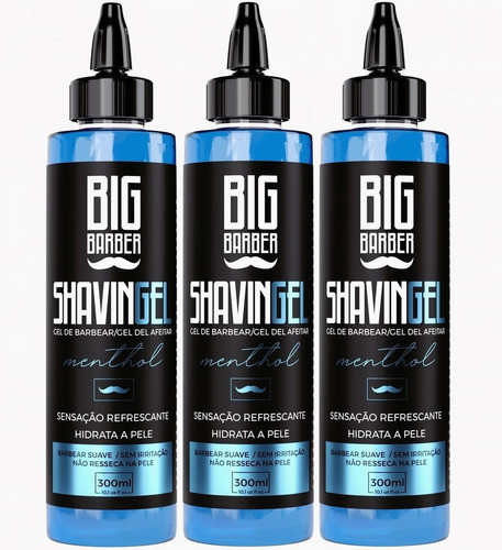 Shaving Gel Barbear Bisnaga Big Barber Menthol Pacote 3 Unid 0