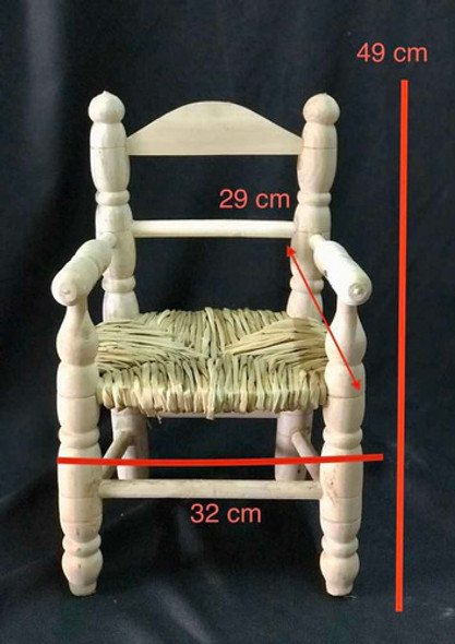 Silla De Niños En Madera Y Junco Con Apoya Brazos P/torneada 0