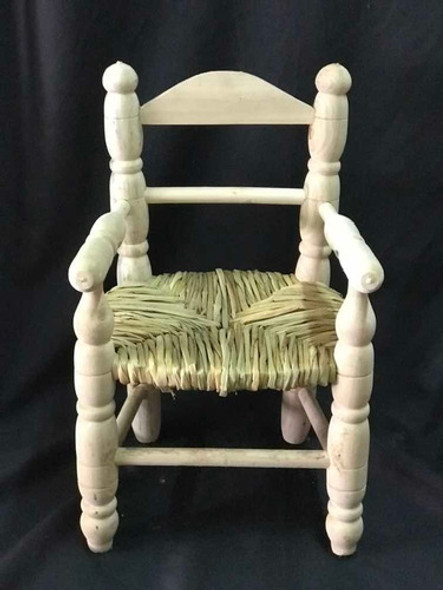 Silla De Niños En Madera Y Junco Con Apoya Brazos P/torneada 1