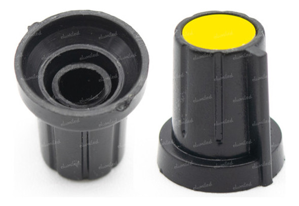 3 Perillas Potenciometro Amarillas 17mm X 19mm Eje Estriado 0
