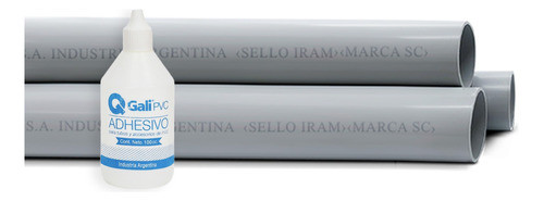 Caño Semi Pesado Pvc 16mm Exterior Tira 3m + Adhesivo Kalop 0