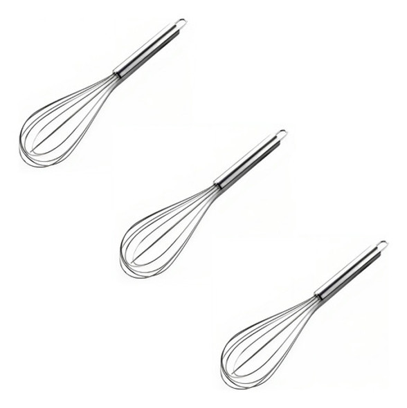 Set X3 Batidor Repostería 25cm Manual Mango Acero Inoxidable 0