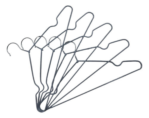 10 Cabides Adulto P/ Roupa Calça Inox Emborrachado Cinza 0