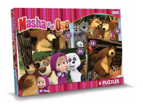 Rompecabezas Infantil 4 En 1 Masha Y El Oso Original 0