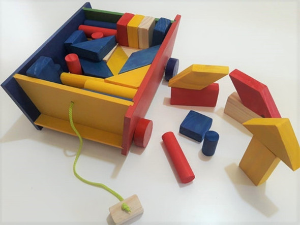 Carro Arrastre Bloques Geométricos Madera Didacticos 1