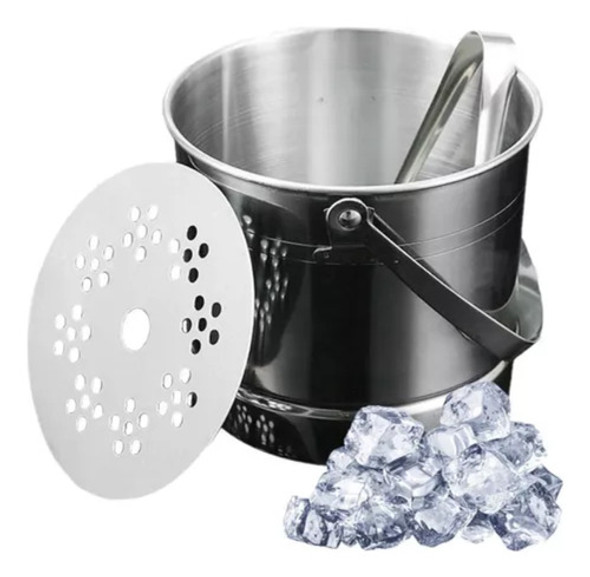 Balde De Gelo Aço Inox Com Pegador Bandeja Separadora Kehome 1
