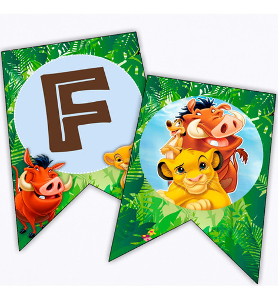 Banderines Cumpleaños Personalizados Rey León 0