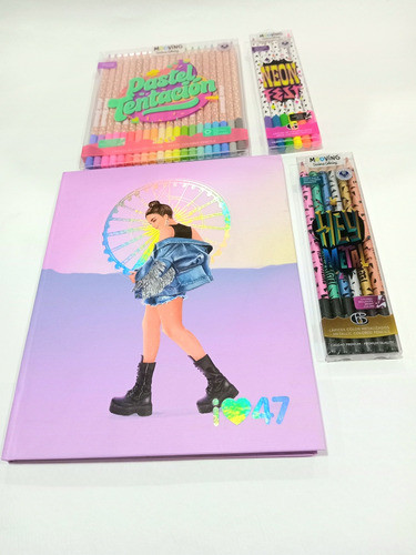 Kit De Cuaderno Y Lápices Pastel, Neón Y Metalizado Mooving 1