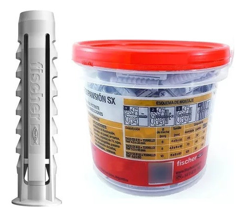 Tarugo Taco De Nylon Sx8 Fischer Alta Calidad X 50 Unidades 1