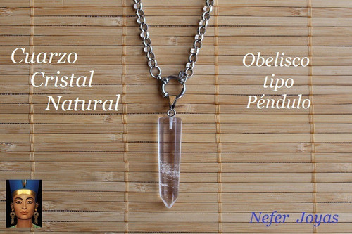 Cuarzo Cristal Péndulo Y Cadena Rolo 6 Mm Acero Quirúrgico 1