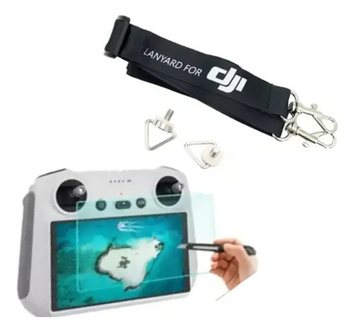 Kit-6 Alça(correia) P/ Dji Rc2 Mini 4 Pro+ Película Vidro Hd 0
