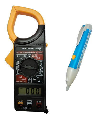 Pinza Amperometrica Dt266 + Buscapolo Detector De Voltaje 0