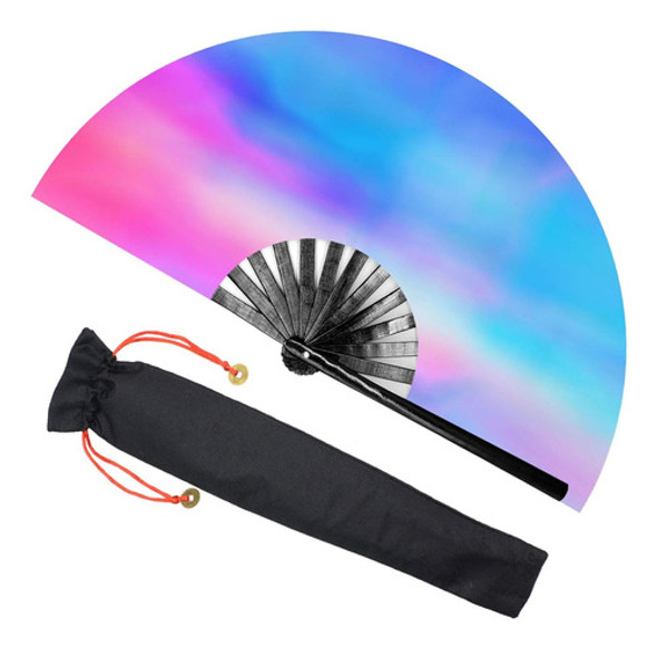 Zolee Abanico De Mano Plegable Grande Rave Con Varillas De 0