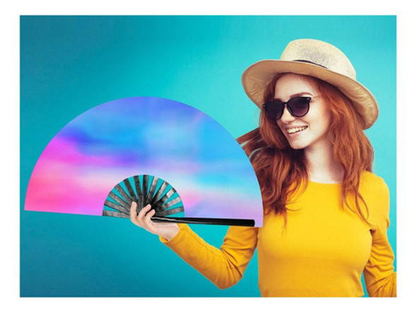 Zolee Abanico De Mano Plegable Grande Rave Con Varillas De 1