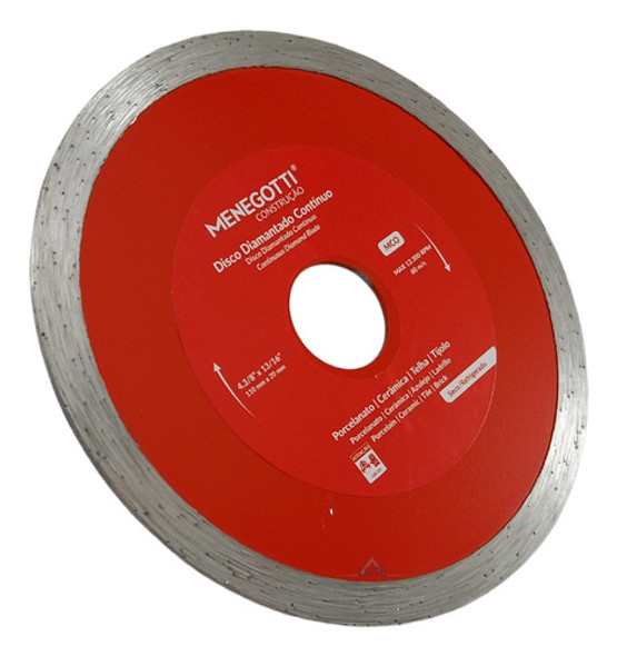 Disco Diamantado Contínuo 4.3/8  Menegotti P/ Serras Mármore 0