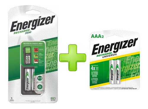 Cargador Mini Energizer + 2 Aa + 2 Aaa Pilas Recargables 0