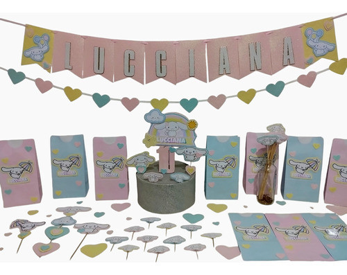 Combo Cumple 10 Niños Cinnamoroll Goma Eva Glitter 1