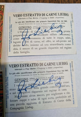 6 Tarjetas  Publicidad Carton Vero Estratto Di Carne Liebig 1