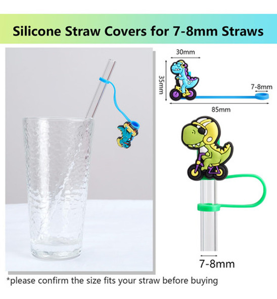 6 Tapas De Silicona Para Stanley Cup, 7-8mm Forma Dinosaurio 1