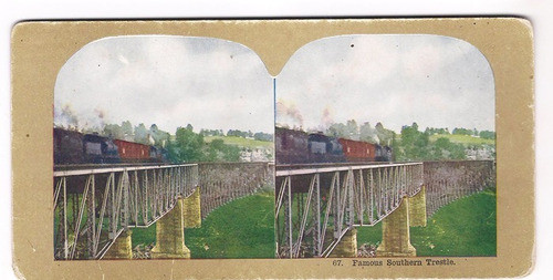 Foto Estereoscopica Stereo 67 Southern Trestle Tren B4 0