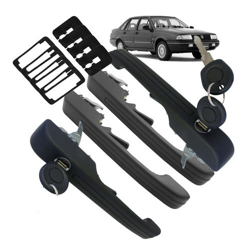 Kit 4 Maçaneta Porta Santana Quantum Friso Preto 1991...1998 0