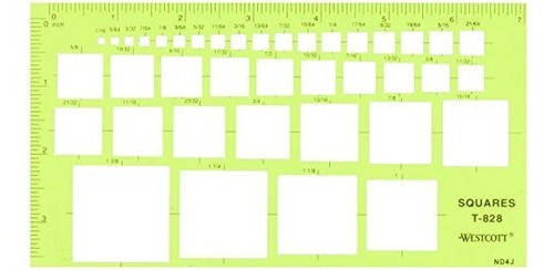 Westcott T-828 Plantilla Con Cuadrados Transparentes 0
