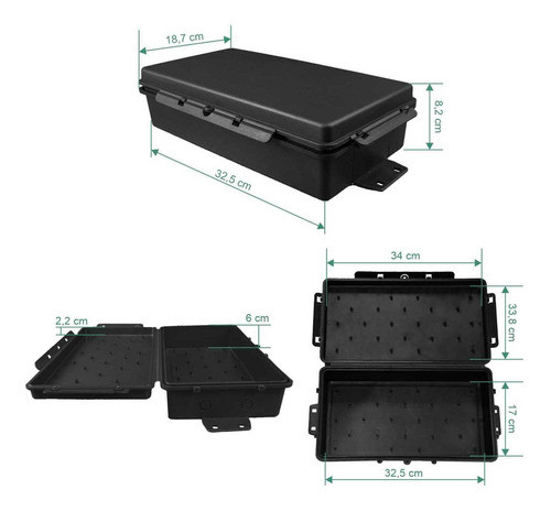 Caixa Hermética Multiuso Longa Grande 32x16x8 Preta Chm0004 1