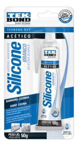 Kit C/3 Silicone Acético Branco Bisnaga 50g Tekbond 1