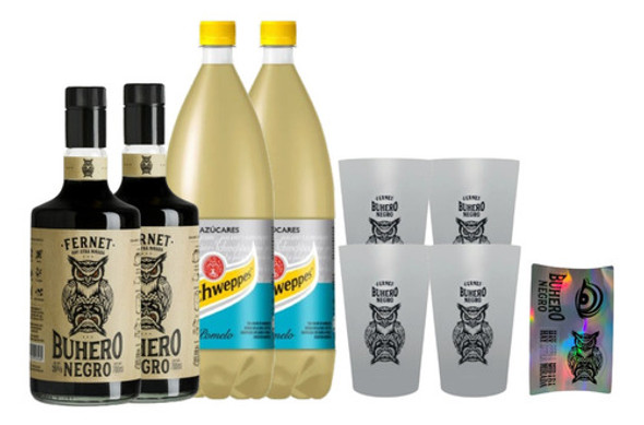 Fernet Buhero + Schweppes Pomelo + Sticker + Vasos De Regalo 0